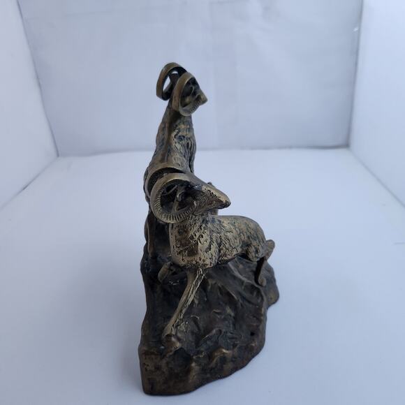 vintage brass sculpture mountain rams/bighorn - Picture 2 of 6